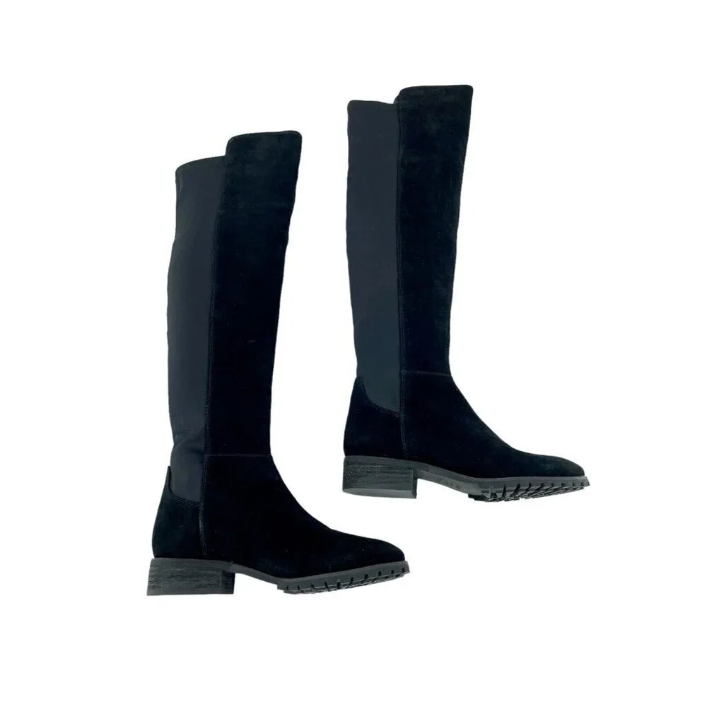 Blondo Presto Riding Boots OTK Black Suede Leather Waterproof SZ 5.5 New